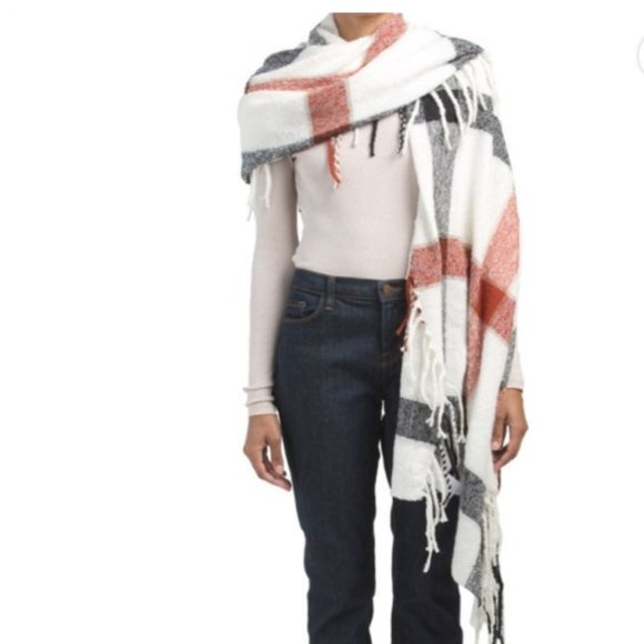 NWT Free People Valley Plaid Fringed Scarf Plaid - Picture 10 of 10